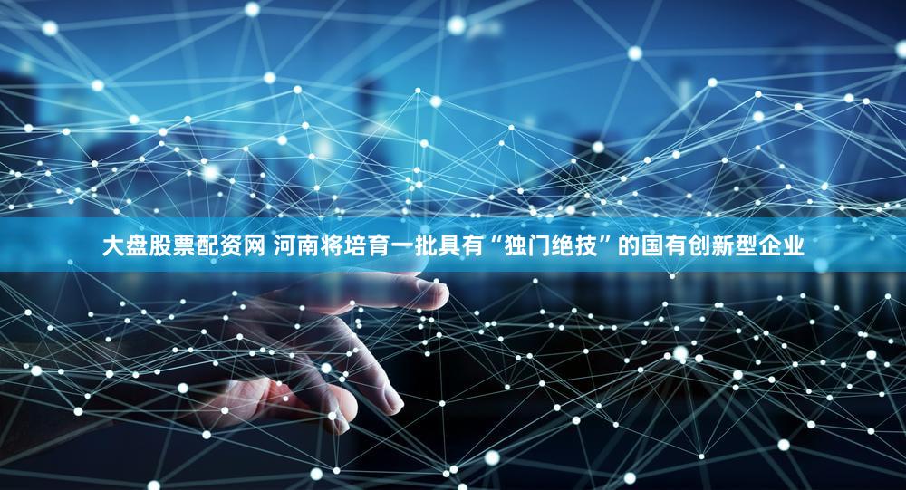 大盘股票配资网 河南将培育一批具有“独门绝技”的国有创新型企业